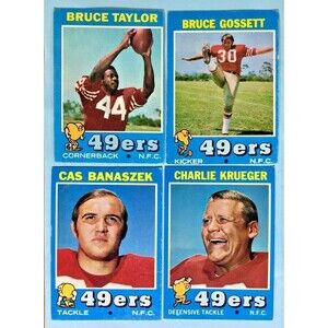 1971 Topps San Francisco 49ers 4 Cards,B.Gossett, B.Taylor, CKrueger,C.Banaszek